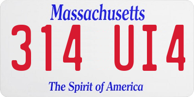 MA license plate 314UI4