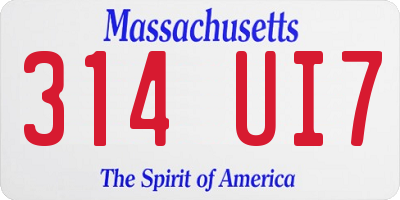 MA license plate 314UI7