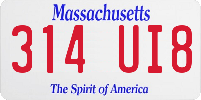 MA license plate 314UI8