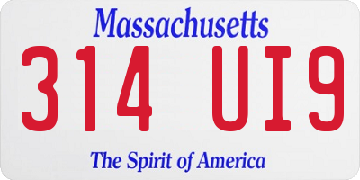 MA license plate 314UI9