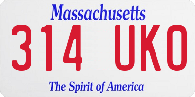 MA license plate 314UK0