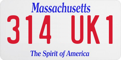 MA license plate 314UK1