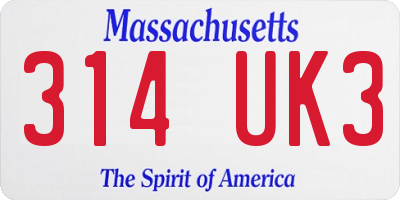 MA license plate 314UK3