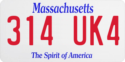 MA license plate 314UK4