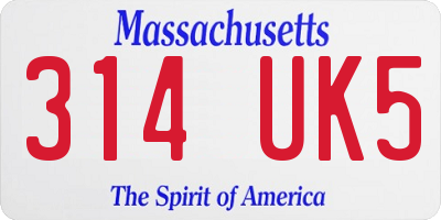 MA license plate 314UK5