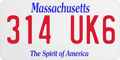 MA license plate 314UK6