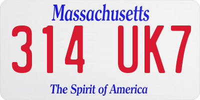 MA license plate 314UK7