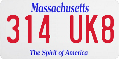 MA license plate 314UK8