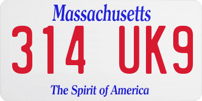 MA license plate 314UK9