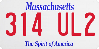 MA license plate 314UL2