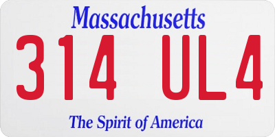 MA license plate 314UL4
