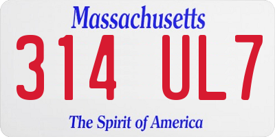 MA license plate 314UL7