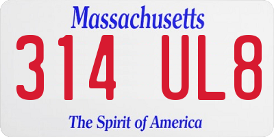 MA license plate 314UL8