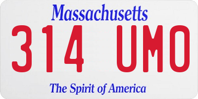 MA license plate 314UM0