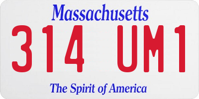 MA license plate 314UM1