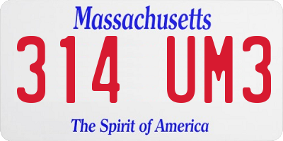 MA license plate 314UM3