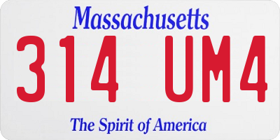 MA license plate 314UM4