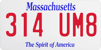 MA license plate 314UM8