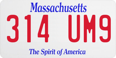 MA license plate 314UM9