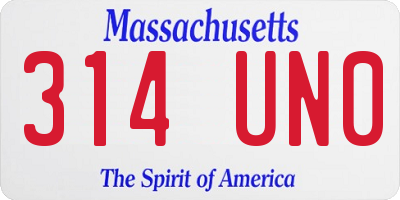 MA license plate 314UN0