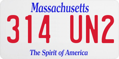 MA license plate 314UN2