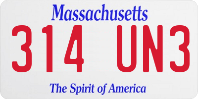 MA license plate 314UN3