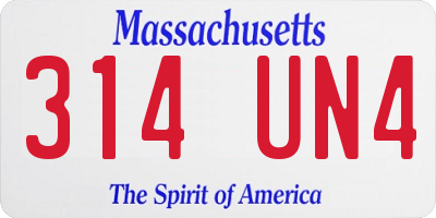 MA license plate 314UN4