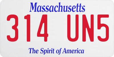 MA license plate 314UN5