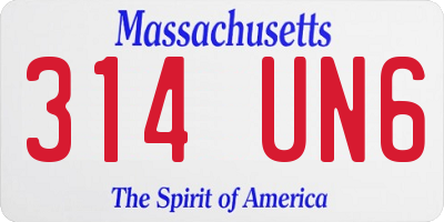 MA license plate 314UN6