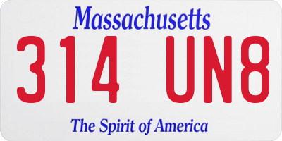 MA license plate 314UN8