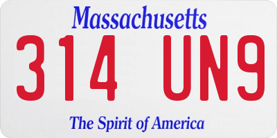 MA license plate 314UN9