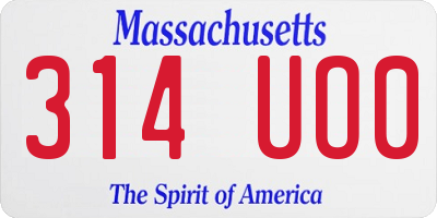 MA license plate 314UO0