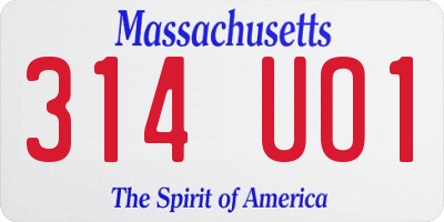 MA license plate 314UO1