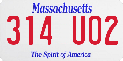 MA license plate 314UO2