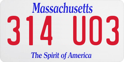 MA license plate 314UO3