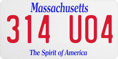 MA license plate 314UO4