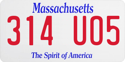 MA license plate 314UO5