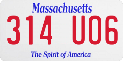 MA license plate 314UO6
