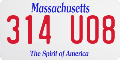 MA license plate 314UO8