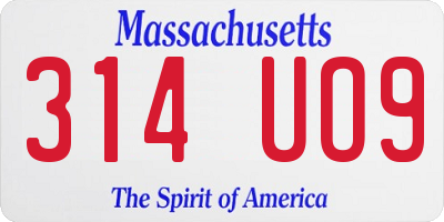 MA license plate 314UO9