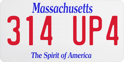 MA license plate 314UP4