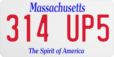 MA license plate 314UP5