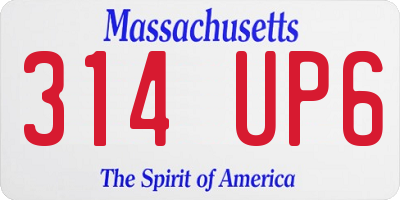 MA license plate 314UP6