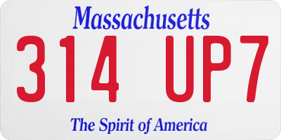 MA license plate 314UP7