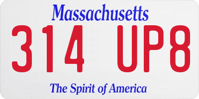 MA license plate 314UP8