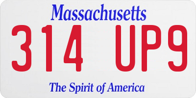 MA license plate 314UP9