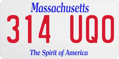 MA license plate 314UQ0