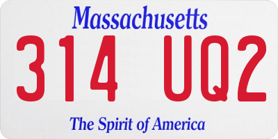 MA license plate 314UQ2