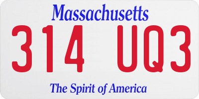 MA license plate 314UQ3