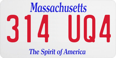 MA license plate 314UQ4